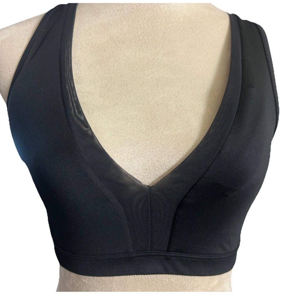 Victorias Secret Sports Bra Medium Cross Back Mesh Plunge Black